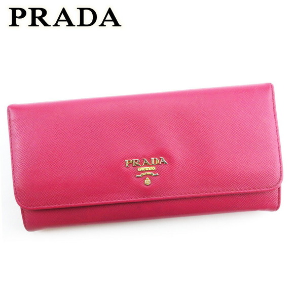 Prada pink leather long zipper Saffiano Wallet - Picture 1 of 6